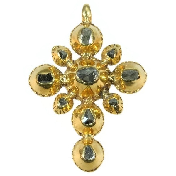 Yellow gold 18th Century Georgian cross with rose cut diamonds by Artiste Inconnu