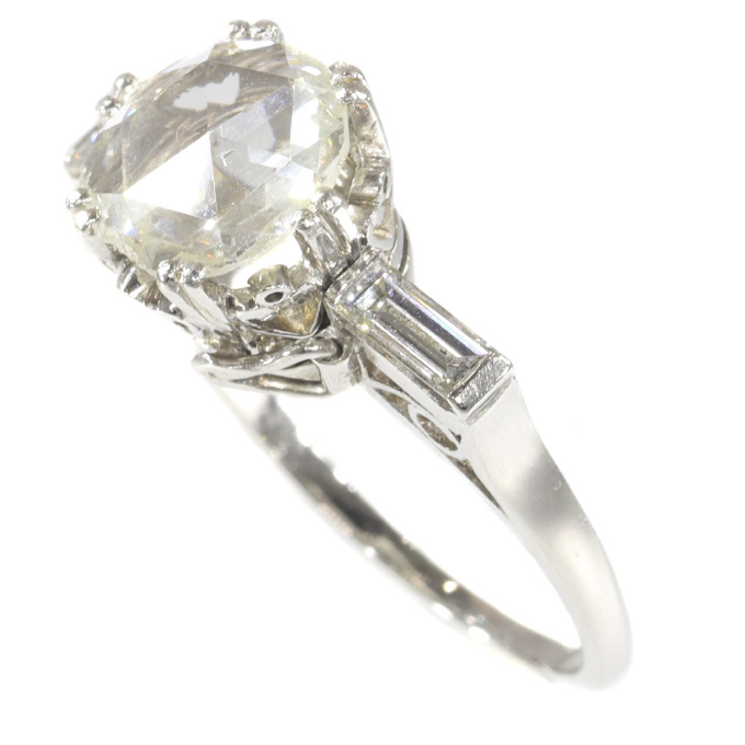 Vintage Fifties large rose cut diamond platinum engagement ring Art Deco inspired by Artista Desconocido