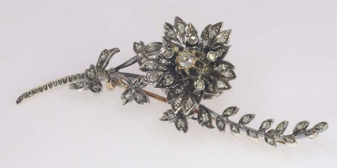 Vintage antique trembleuse diamond branch brooch by Unknown artist