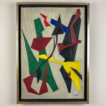Hans Ittmann – Abstract Composition, 1945 – oil on canvas, framed by Hans Ittmann