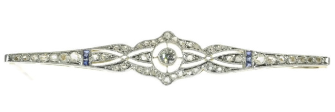 Art Deco diamond and sapphire bar brooch by Unknown artist