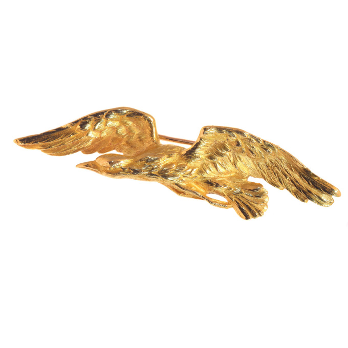 Late Victorian gold brooch flying eagle by Artista Sconosciuto
