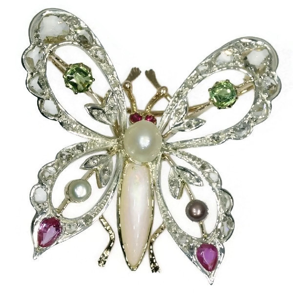 Vintage bejeweled butterfly brooch by Artista Sconosciuto
