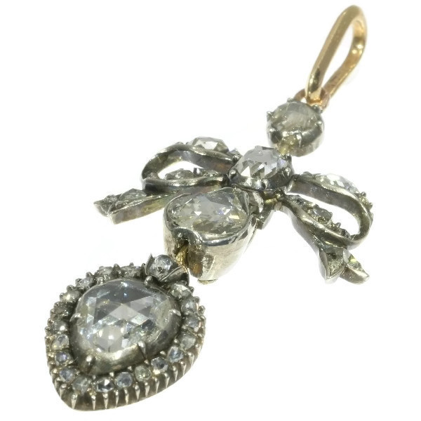 Antique Georgian era love pendant with big rose cut diamond by Unknown Artist