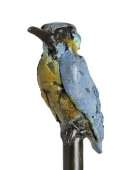 Kingfisher on high bar by Jacqueline van der Laan