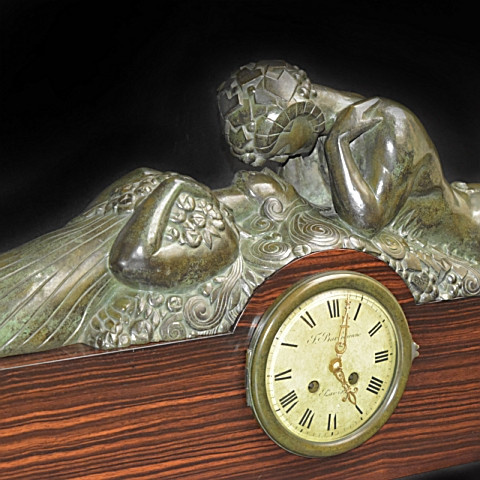 Table clock art nouveau by Marcel Temporal