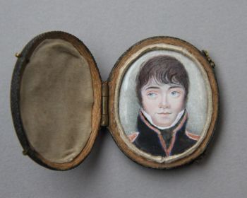 Oval miniature portrait of a young officer, presumably an officer of the Garde Impériale, France by Unknown Artist