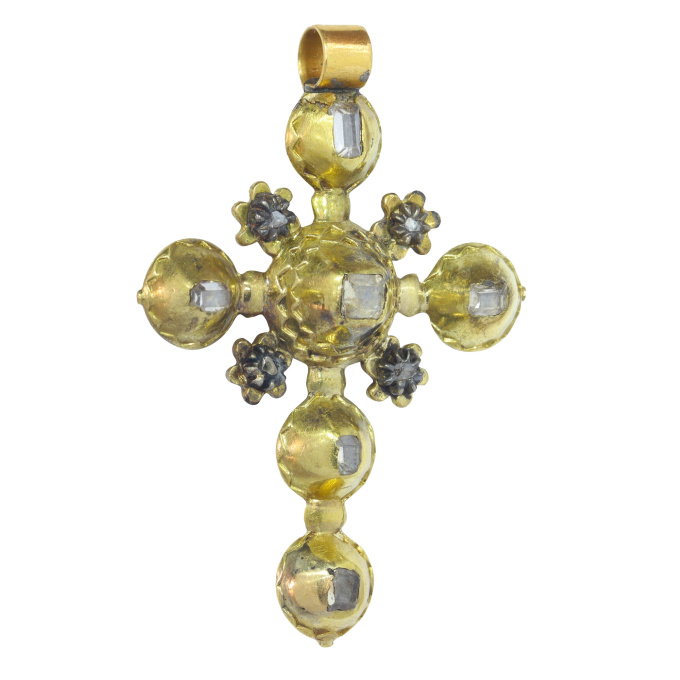 Antique Georgian gold diamond cross with table rose cut diamonds by Artiste Inconnu