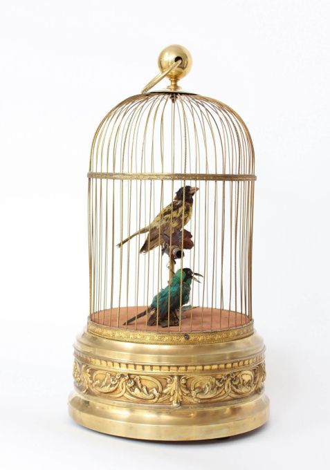 A French gilt brass bird cage automaton, circa 1900 by Bontems