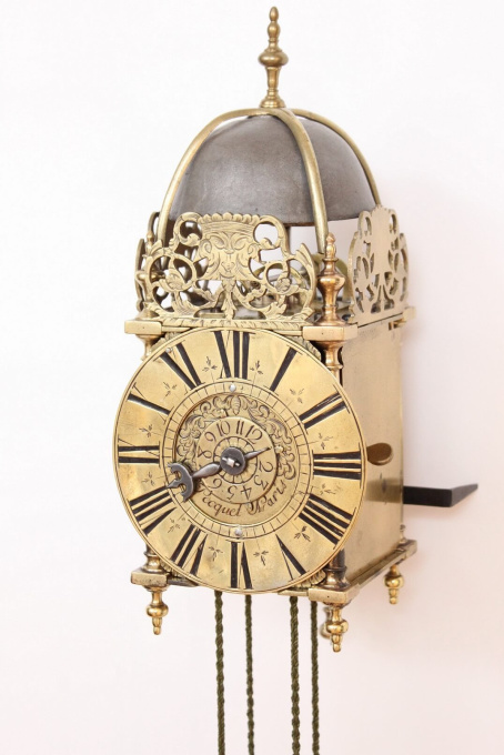 A small French Regence brass lantern clock, G. Pecquet A Paris, circa 1720. by G. Pecquet A Paris