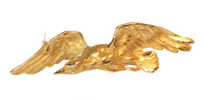 Late Victorian gold brooch flying eagle by Artista Sconosciuto