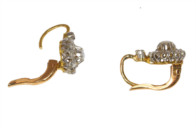 French vintage Belle Epoque Art Deco diamond earrings by Onbekende Kunstenaar
