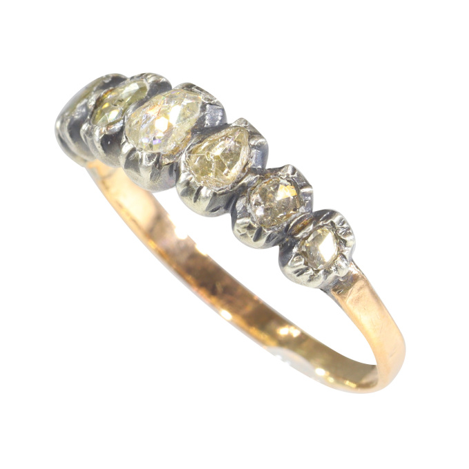 Vintage antique Early Victorian diamond inline ring by Artiste Inconnu