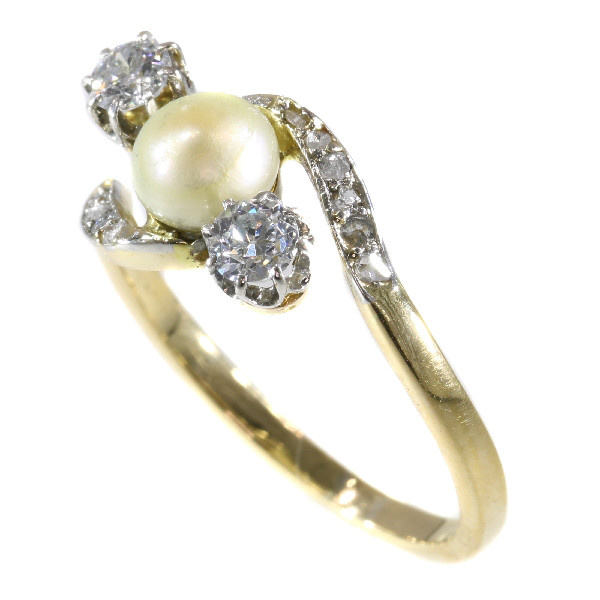 Vintage Belle Epoque diamond and pearl ring by Unknown Artist