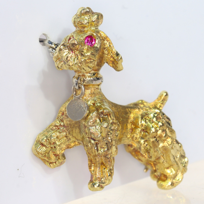 Vintage Fifties 18K yellow gold poodle brooch by Unknown Artist