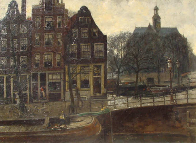 Brouwersgracht in Amsterdam (near Noordermarkt) by Dirk Johannes van Haaren