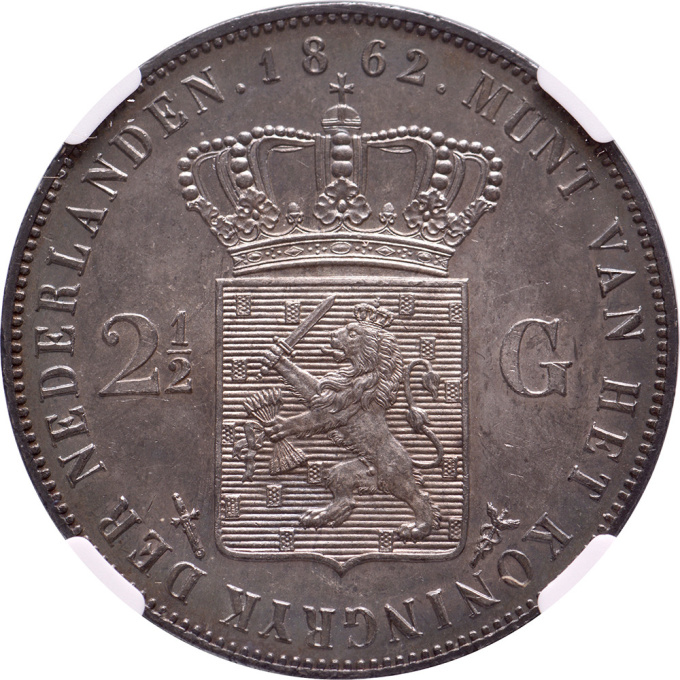 2 1/2 gulden William III NGC MS 63 by Artista Desconocido