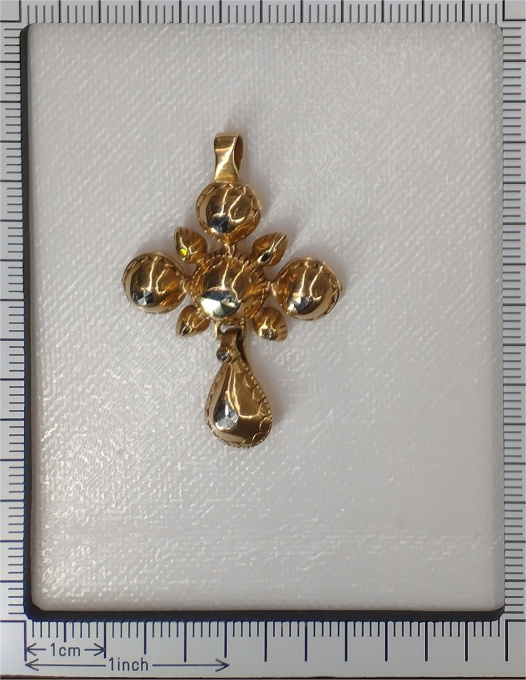 Antique Elegance: The 1800s Diamond Cross Pendant by Unknown artist