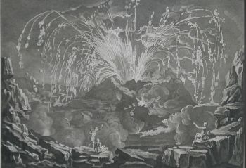 Encyclopedie: Eruption of Mount Vesuvius in 1754; Copper engraving from: Diderot & d'Alembert 'Encyclopédie, ou Dictionnaire raisonné des sciences, des arts et des métiers'. by Denis Diderot