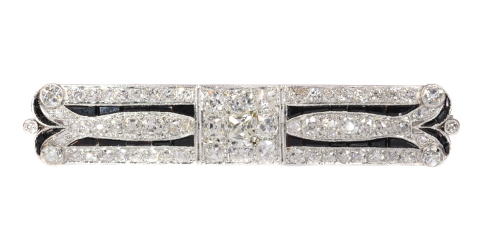 Diamond Loaded Strong Stylish Platinum Art Deco Brooch with over 7 crts diamonds by Unknown Artist