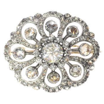 Typical Dutch antique rose cut diamond jewel brooch by Unknown Artist