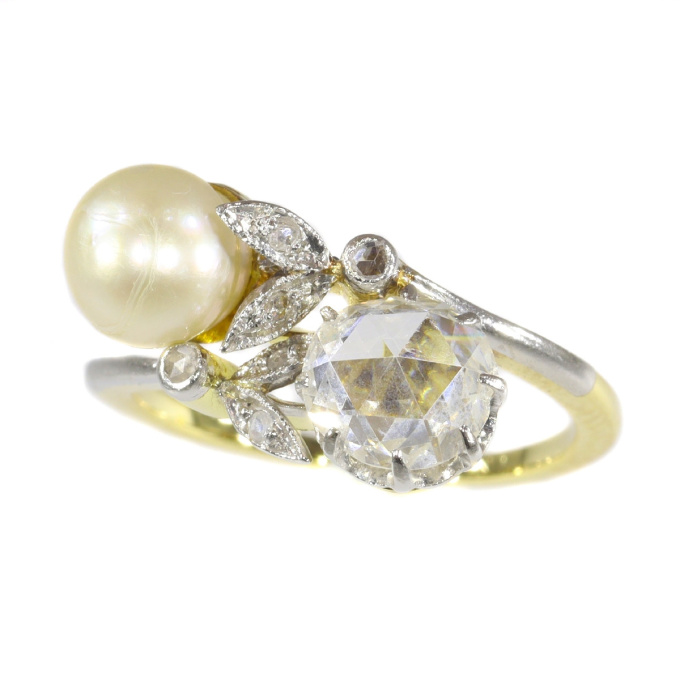 Vintage Belle Epoque diamond and pearl ring by Unknown Artist