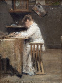  Lezende vrouw aan tafel by Jan Toorop