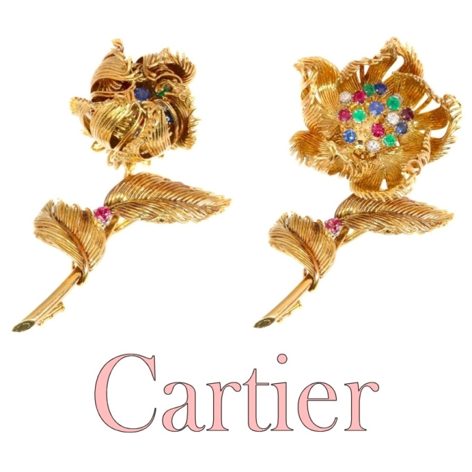 Cartier Vintage Fifties trembleuse brooch moveable flower that opens/closes by Cartier