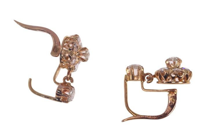Vintage antique Victorian rose cut diamond earrings by Artiste Inconnu