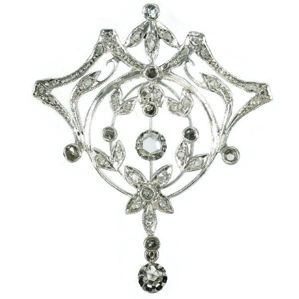 Antique Belle Epoque diamond brooch pendant by Onbekende Kunstenaar