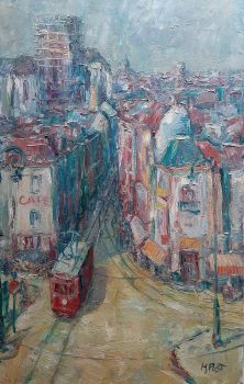 Expressionistic Dutch city scape, around 1940 by Harmen Klaas Post