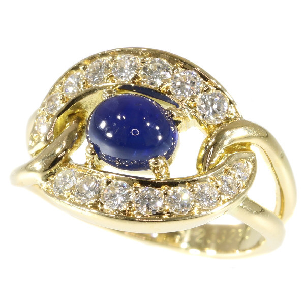 Vintage luxury CARTIER ring with sapphire and diamonds by Cartier