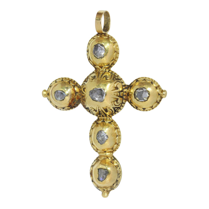 The Ciselé Diamond Cross: A Unique Jewel in Baroque Artistry by Artista Sconosciuto