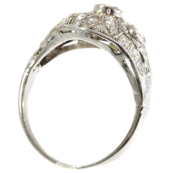 Platinum diamond engagement ring slightly domed by Unknown artist
