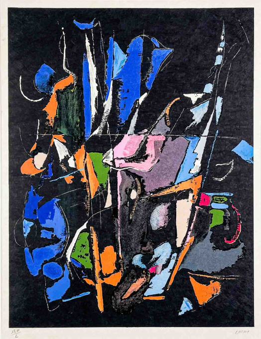 Abstract composition, lithograph on Arches paper ca. 1965 – framed, museumglass by André Lanskoy