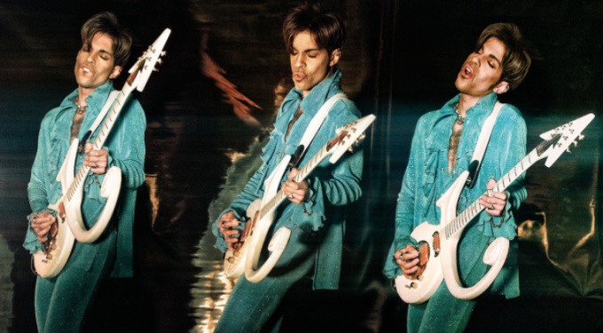 Prince - triptych with Love Symbol guitar by Steve Parke