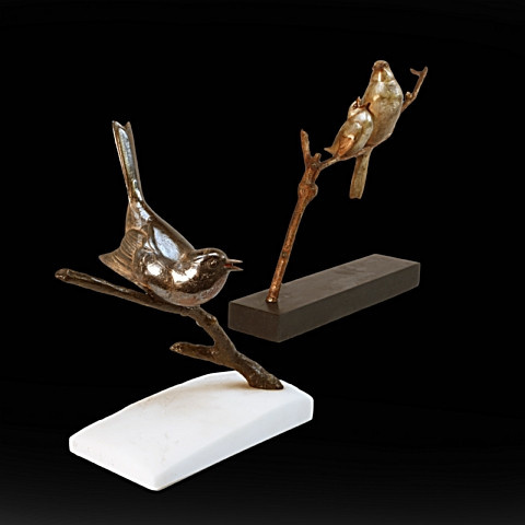 Two bronze birds  by André Vincent Becquerel