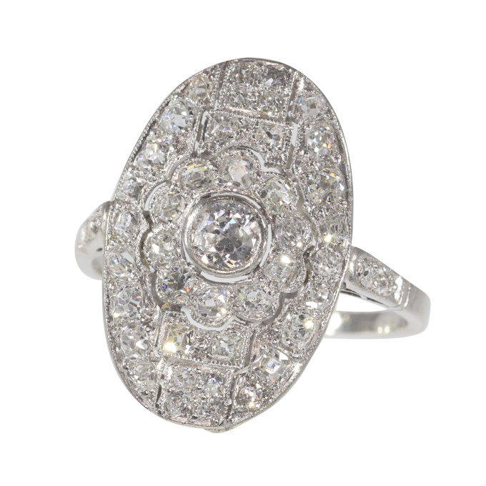 Vintage platinum Art Deco diamond engagement ring by Unknown Artist